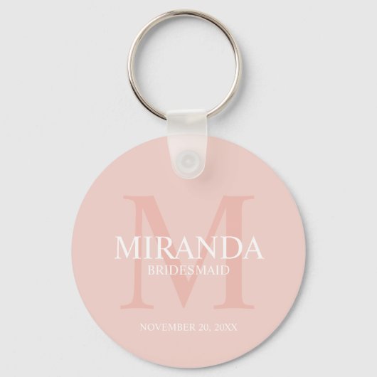 Gepersonaliseerde bridesmaïd's monogram en naam sleutelhanger (Voorkant)