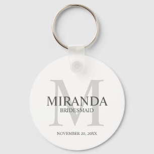 Gepersonaliseerde bridesmaïd's monogram en naam sleutelhanger
