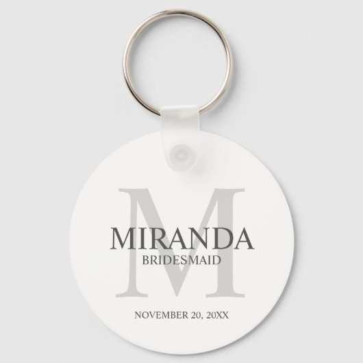 Gepersonaliseerde bridesmaïd's monogram en naam sleutelhanger (Voorkant)