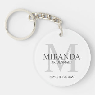Gepersonaliseerde bridesmaïd's monogram en naam sleutelhanger