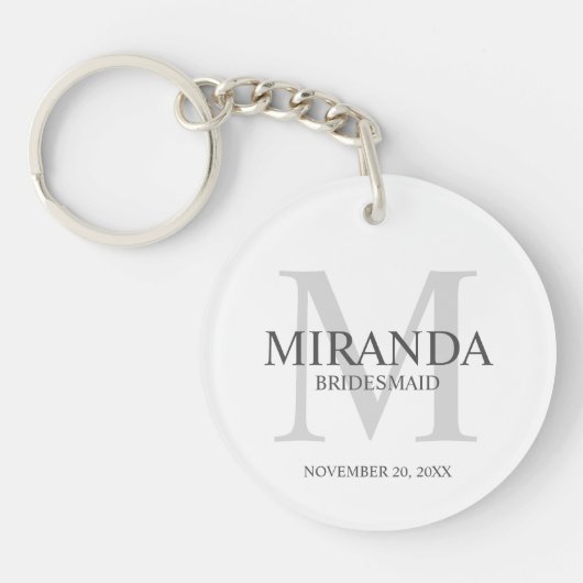Gepersonaliseerde bridesmaïd's monogram en naam sleutelhanger (Voorkant)