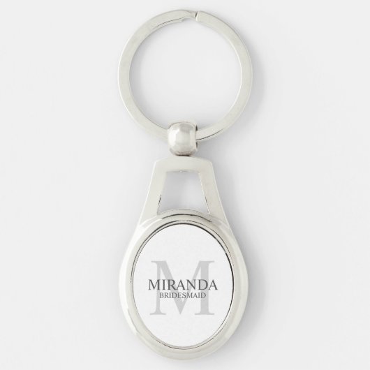 Gepersonaliseerde bridesmaïd's monogram en naam sleutelhanger (Voorkant)