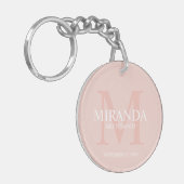 Gepersonaliseerde bridesmaïd's monogram en naam sleutelhanger (Voorkant Links)