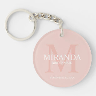 Gepersonaliseerde bridesmaïd's monogram en naam sleutelhanger