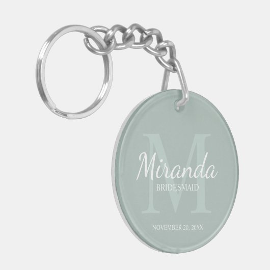 Gepersonaliseerde bridesmaïd's monogram en naam sleutelhanger (Voorkant Links)