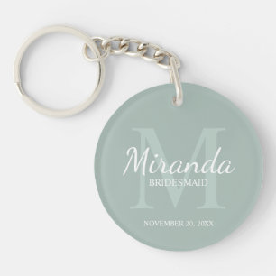 Gepersonaliseerde bridesmaïd's monogram en naam sleutelhanger