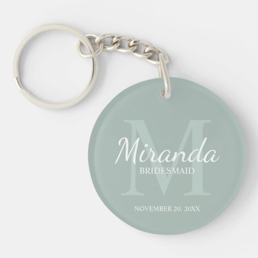 Gepersonaliseerde bridesmaïd's monogram en naam sleutelhanger (Voorkant)