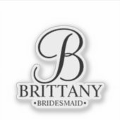 Gepersonaliseerde bridesmaïd's monogram en naam sticker (Voorkant)