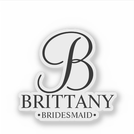 Gepersonaliseerde bridesmaïd's monogram en naam sticker (Voorkant)