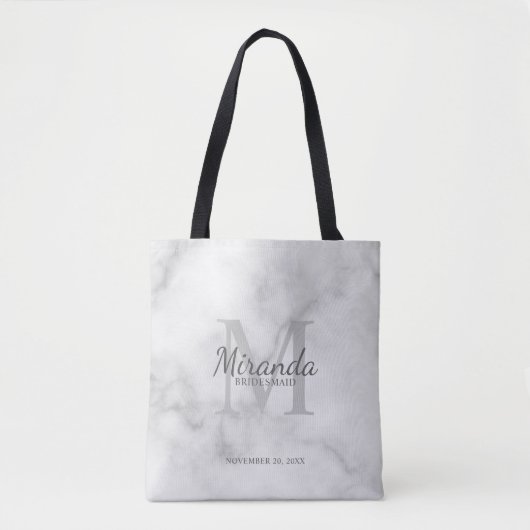 Gepersonaliseerde bridesmaïd's monogram en naam tote bag (Voorkant)