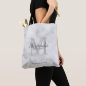 Gepersonaliseerde bridesmaïd's monogram en naam tote bag (Dichtbij)