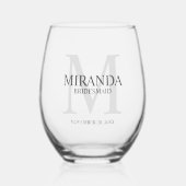 Gepersonaliseerde bridesmaïd's monogram en naam wijnglas zonder voet (Voorkant)
