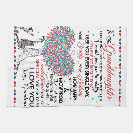 Gepersonaliseerde brief aan mijn kleindochter van  theedoek (Horizontaal)