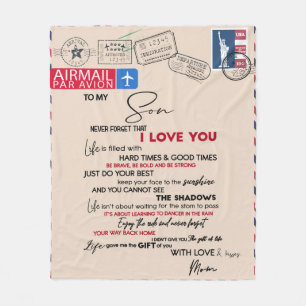 Gepersonaliseerde brief aan mijn zoon van mama fleece deken