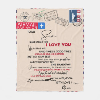 Gepersonaliseerde brief aan mijn zoon van mama fleece deken