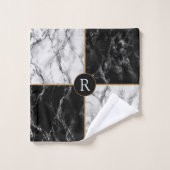 Gepersonaliseerde brief badhanddoeken zwart wit ma bad handdoek (Wasdoekje)