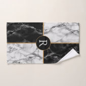 Gepersonaliseerde brief badhanddoeken zwart wit ma bad handdoek (Handdoek)