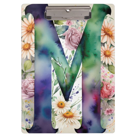 Gepersonaliseerde brief M Bloemen Waterverf Leraar Klembord (Voorkant)