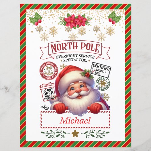 Gepersonaliseerde brief van de Kerstman voor Kids  (Achterkant)