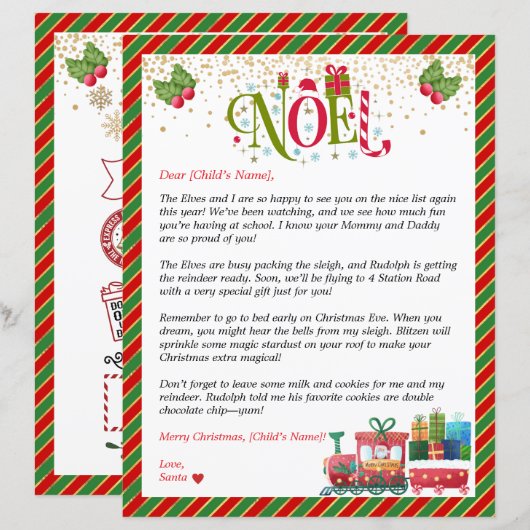 Gepersonaliseerde brief van de Kerstman voor Kids  (Voorkant / Achterkant)