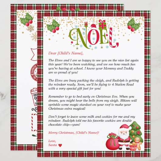 Gepersonaliseerde brief van de Kerstman voor Kids  (Voorkant / Achterkant)