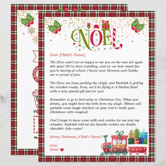 Gepersonaliseerde brief van de Kerstman voor Kids  (Voorkant / Achterkant)