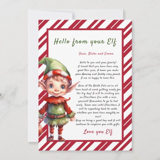 Gepersonaliseerde brief van Elf Christmas Kaart (Voorkant)