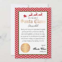 Gepersonaliseerde brief van Santa Christmas Print Kaart
