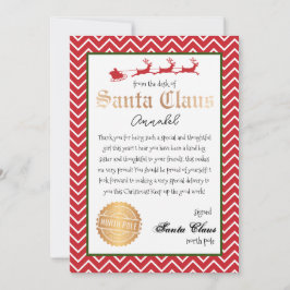 Gepersonaliseerde brief van Santa Christmas Print Kaart