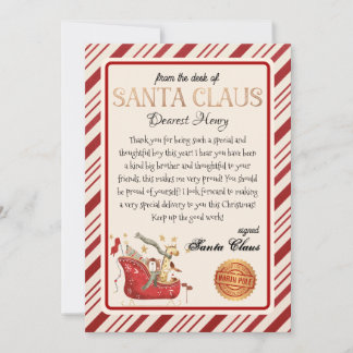 Gepersonaliseerde brief van Santa Christmas Print Kaart