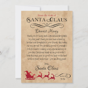 Gepersonaliseerde brief van Santa Christmas Print Kaart
