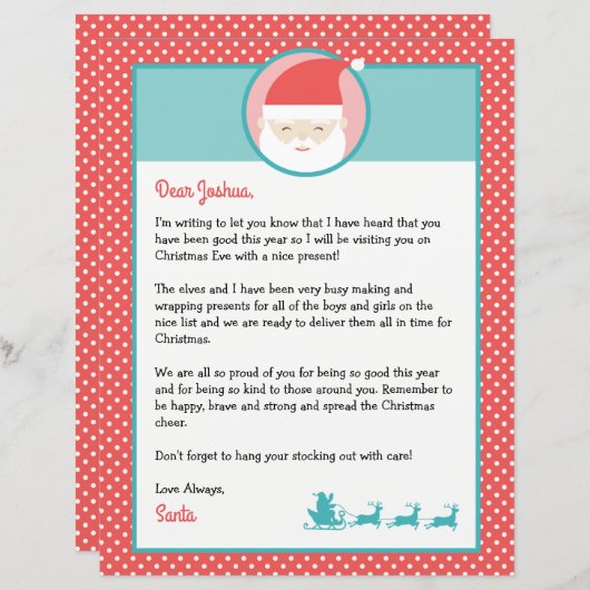 Gepersonaliseerde brief van Santa & Kleurplaat (Voorkant / Achterkant)
