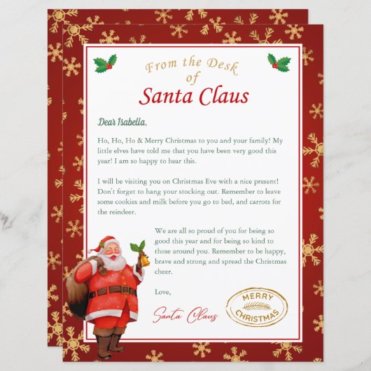 Gepersonaliseerde brief van Santa | Noordpoolpost (Voorkant / Achterkant)