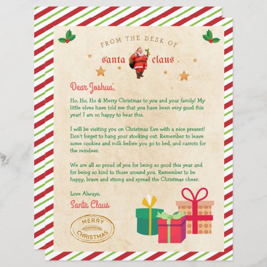 Gepersonaliseerde brief van Santa North Pole Mail (Voorkant / Achterkant)