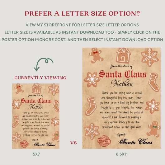 Gepersonaliseerde brief van Santa Printable Kaart