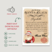 Gepersonaliseerde brief van Santa Printable Kaart