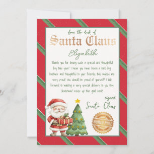 Gepersonaliseerde brief van Santa Printable Kaart