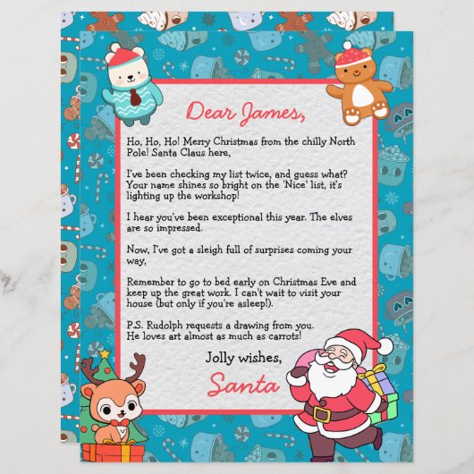 Gepersonaliseerde brief van Sinterklaas voor kinde (Voorkant / Achterkant)