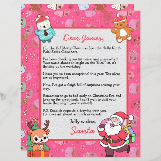 Gepersonaliseerde brief van Sinterklaas voor kinde (Voorkant / Achterkant)
