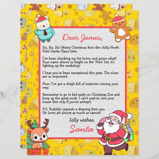 Gepersonaliseerde brief van Sinterklaas voor kinde (Voorkant / Achterkant)