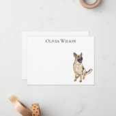 Gepersonaliseerde briefkaarten met German Shepherd (Voorkant / Achterkant in situ)