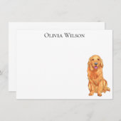 Gepersonaliseerde briefkaarten met golden retrieve (Voorkant / Achterkant)