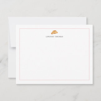 Gepersonaliseerde Briefpapier Croissant Roze Rand Notitiekaartje