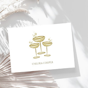 Gepersonaliseerde Briefpapier gouden champagneglaz Kaart