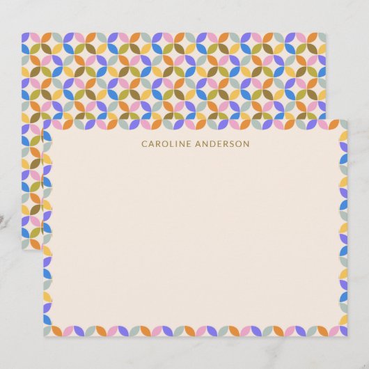 Gepersonaliseerde briefpapier naam Bright pastelra Bedankkaart (Voorkant / Achterkant)