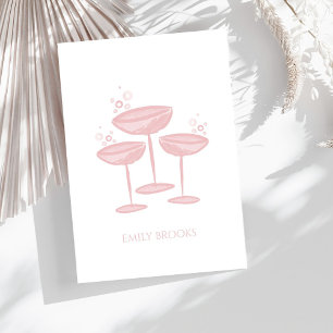 Gepersonaliseerde Briefpapier roze champagneglazen Bedankkaart