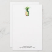Gepersonaliseerde briefpapier Waterverf ananas (Voorkant / Achterkant)