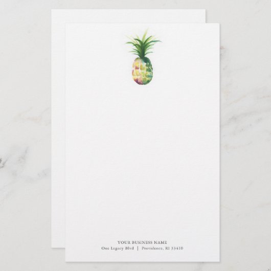 Gepersonaliseerde briefpapier Waterverf ananas (Voorkant / Achterkant)