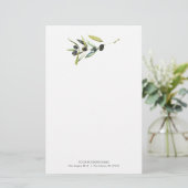 Gepersonaliseerde briefpapier Waterverf olijftak (Staand voorkant)