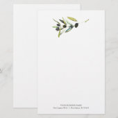 Gepersonaliseerde briefpapier Waterverf olijftak (Voorkant / Achterkant)